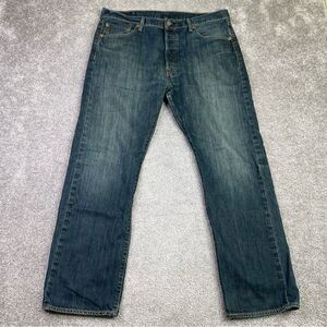 Levi’s 505 Jeans Men’s 36X28.5 Blue Straight Mid-Rise Dark Denim Button Fly